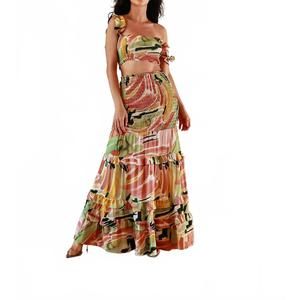 NEW LITTLE SECRET OF MINE women's crop top and maxi skirt set in multi